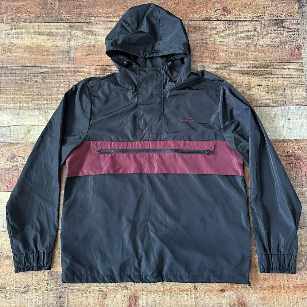 Primitive Skateboarding Windbreaker Jacket Hoodie Black & Maroon Size M Unisex